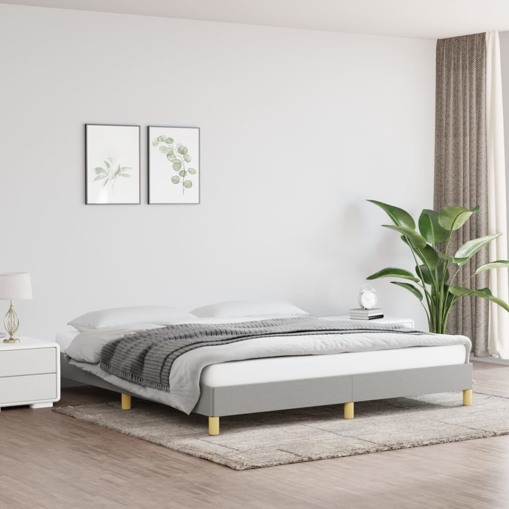 vidaXL Bed Frame without Mattress Light Grey 183x203 cm King Fabric