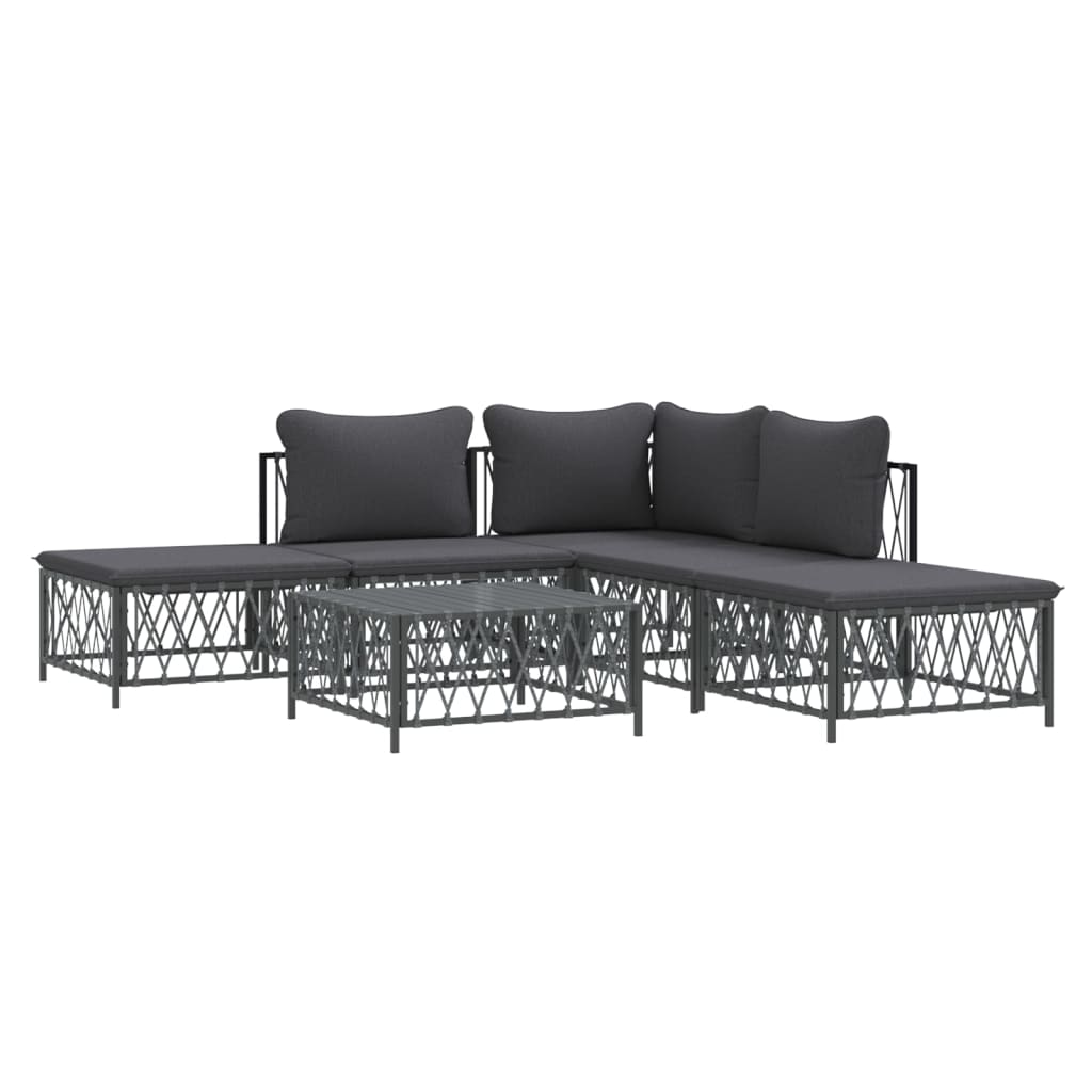 vidaXL 6 Piece Garden Lounge Set with Cushions Anthracite Steel