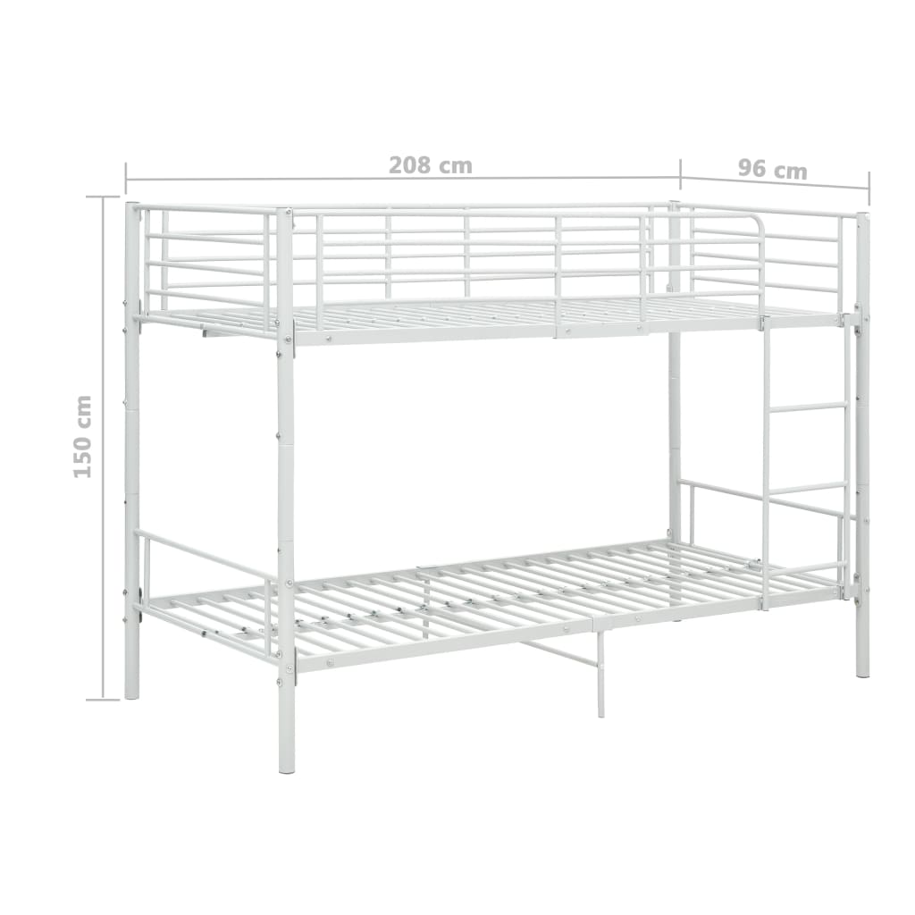 vidaXL Bunk Bed White Metal 90x200 cm
