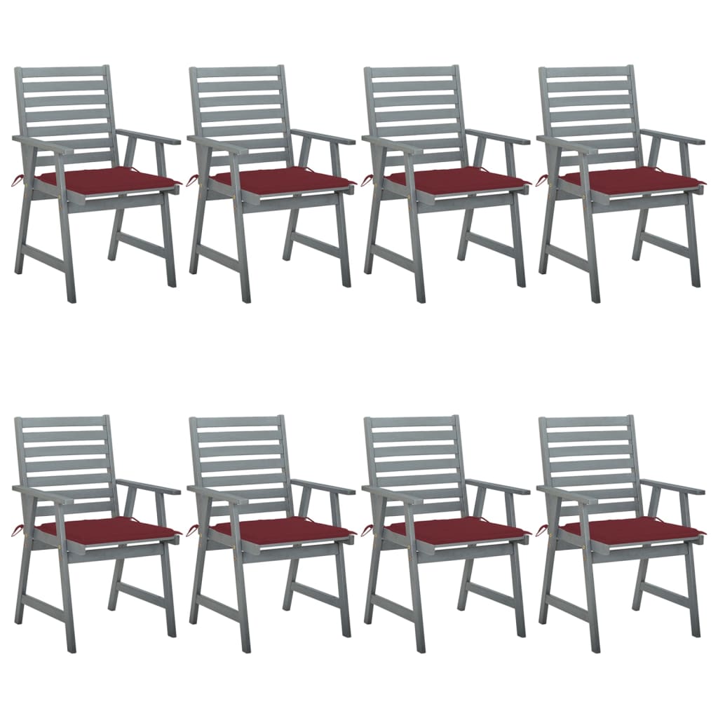 vidaXL Outdoor Dining Chairs with Cushions 8 pcs Solid Acacia Wood