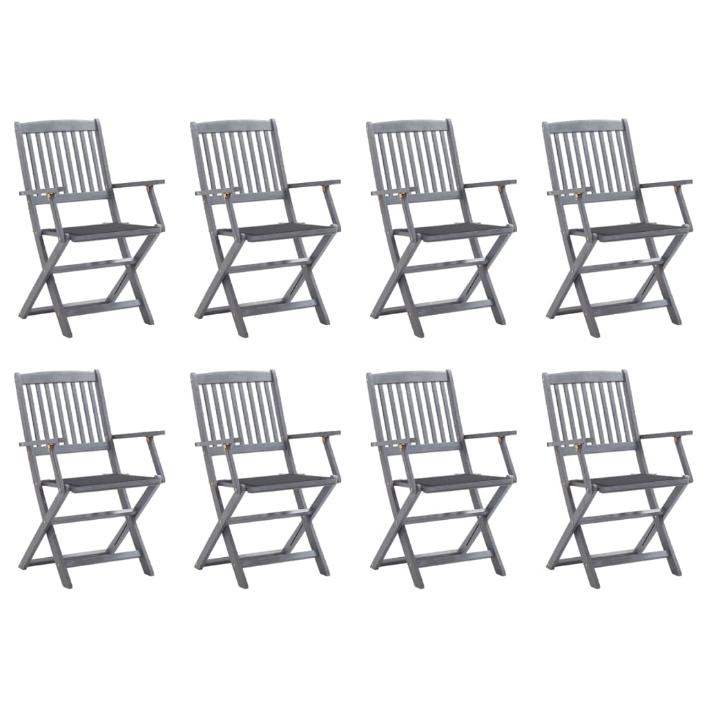 vidaXL Folding Outdoor Chairs 8 pcs with Cushions Solid Acacia Wood