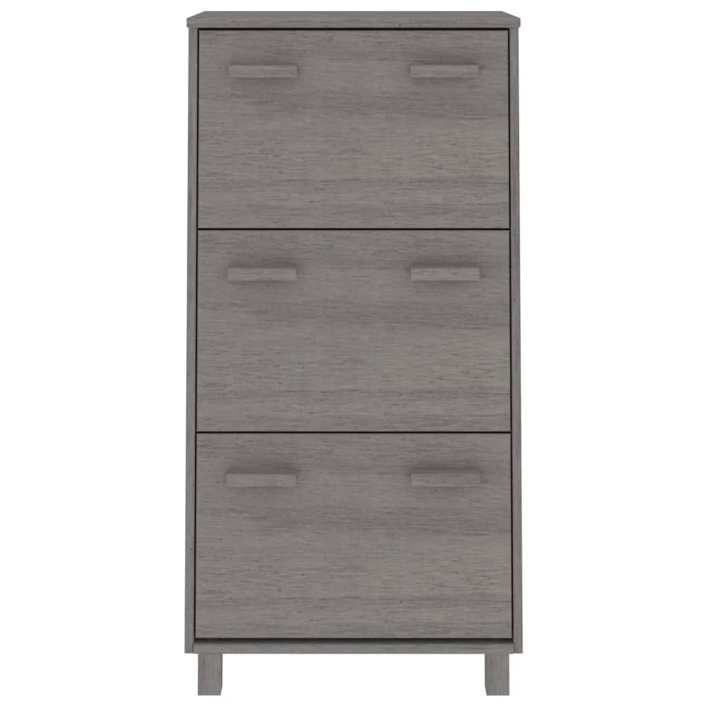 vidaXL Shoe Cabinet HAMAR Light Grey 59.5x35x117 cm Solid Wood Pine