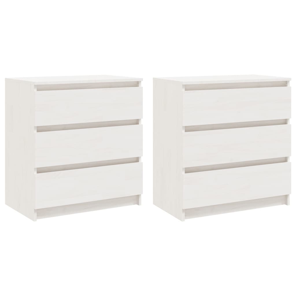 vidaXL Bedside Cabinets 2 pcs White 60x36x64 cm Solid Pinewood