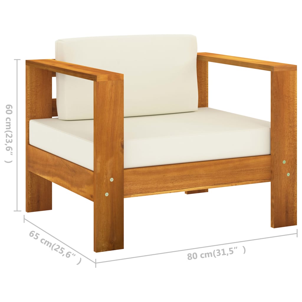 vidaXL Garden Chair with Cushion Cream Solid Acacia Wood