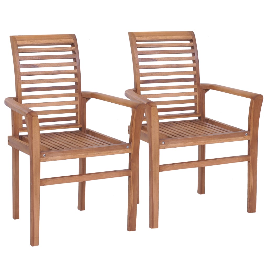 vidaXL Dining Chairs 2 pcs with Blue Cushions Solid Teak Wood