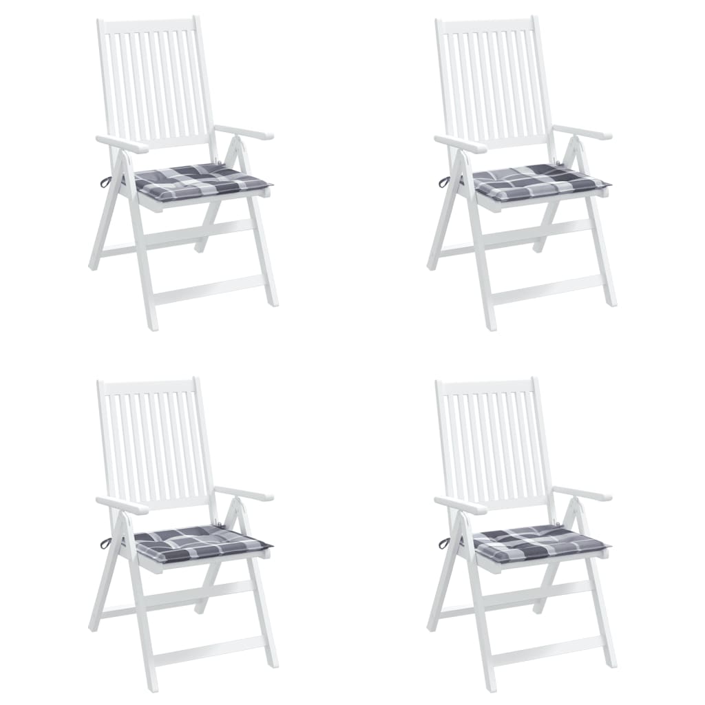 vidaXL Garden Chair Cushions 4 pcs Grey Check Pattern 50x50x3 cm Oxford Fabric