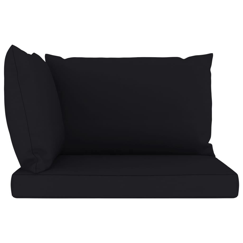 vidaXL Garden 2-Seater Pallet Sofa with Black Cushions Pinewood