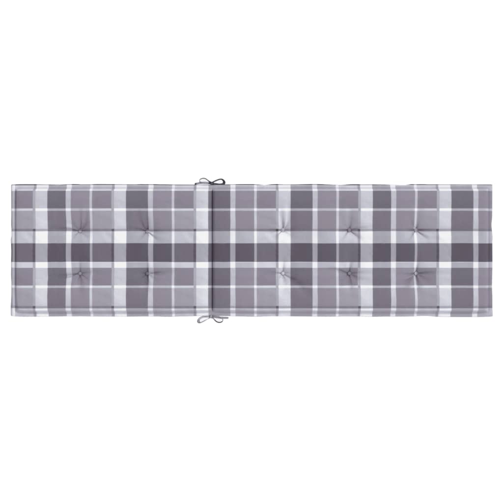 vidaXL Deck Chair Cushion Grey Check Pattern (75+105)x50x4 cm