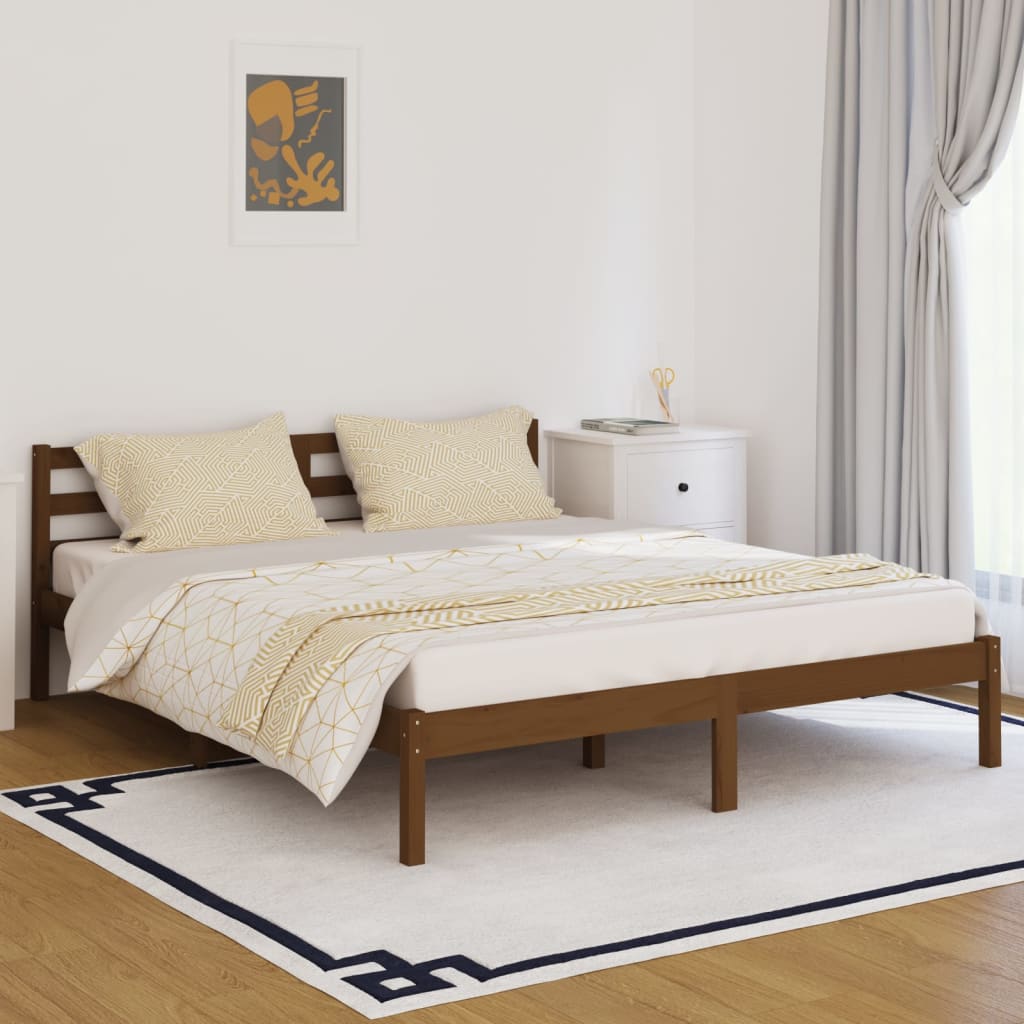 vidaXL Day Bed Solid Wood Pine 160x200 cm King Size Honey Brown