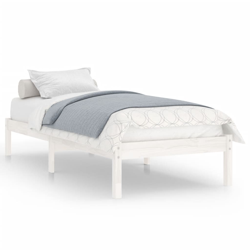 vidaXL Bed Frame without Mattress White Solid Wood 90x200 cm