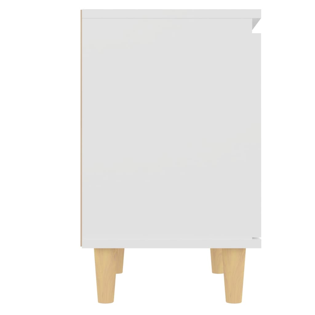 vidaXL Bed Cabinet with Solid Wood Legs White 40x30x50 cm