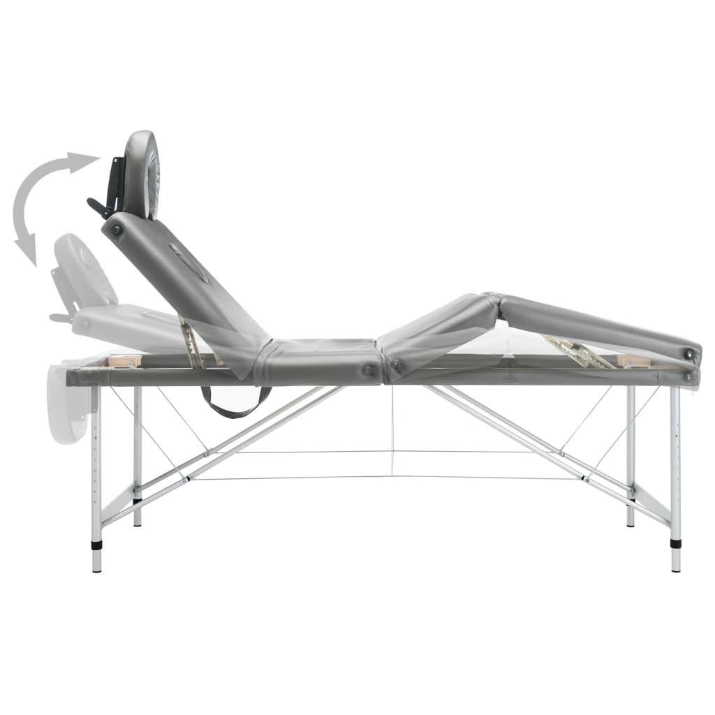 vidaXL Massage Table with 4 Zones Aluminium Frame Anthracite 186x68 cm