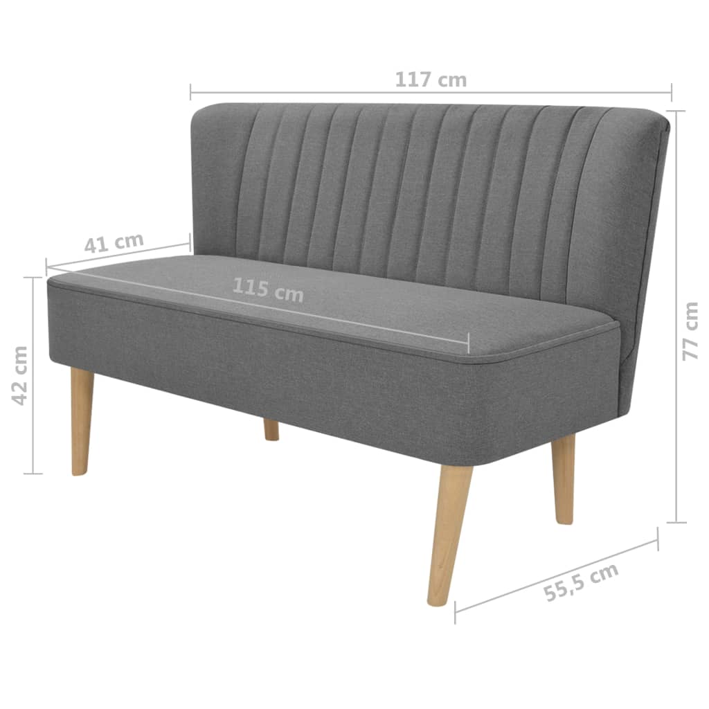 vidaXL Sofa Fabric 117x55.5x77 cm Light Grey