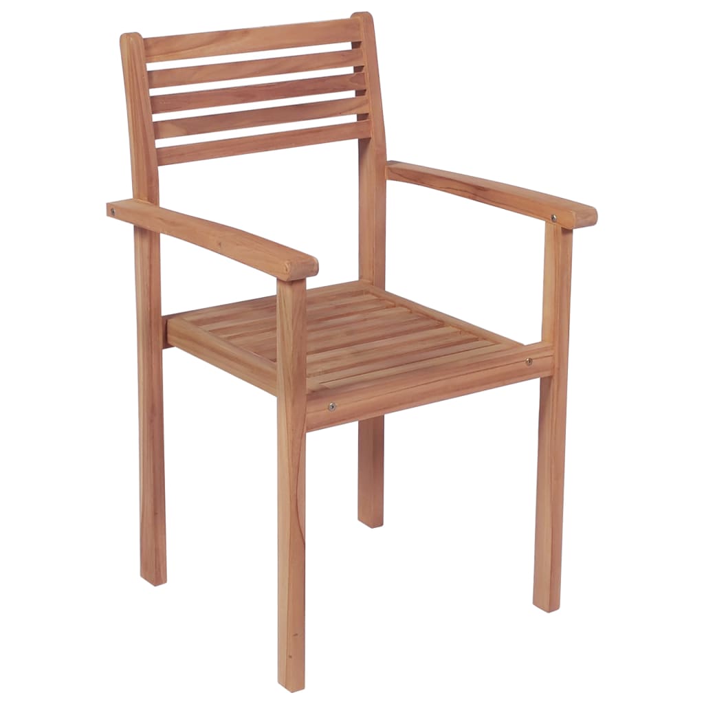 vidaXL Stackable Garden Chairs with Cushions 8 pcs Solid Teak Wood