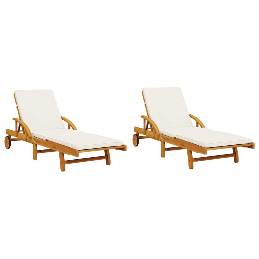 vidaXL Sun Loungers 2 pcs with Table Solid Wood Acacia