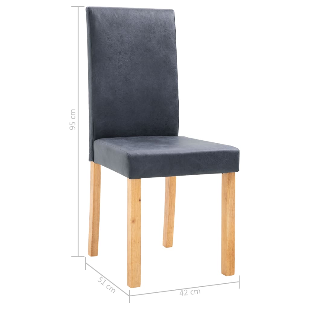 vidaXL Dining Chairs 4 pcs Grey Faux Suede Leather