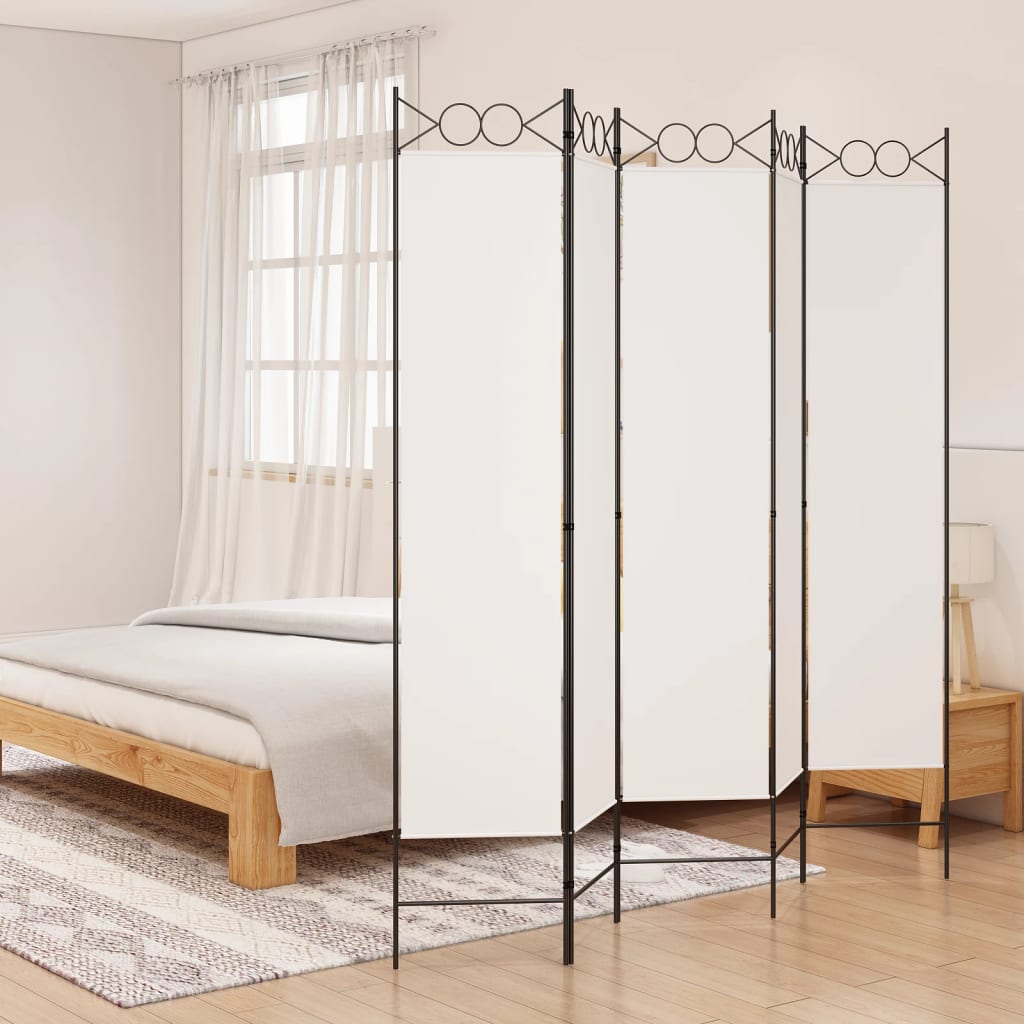 vidaXL 5-Panel Room Divider White 200x200 cm Fabric