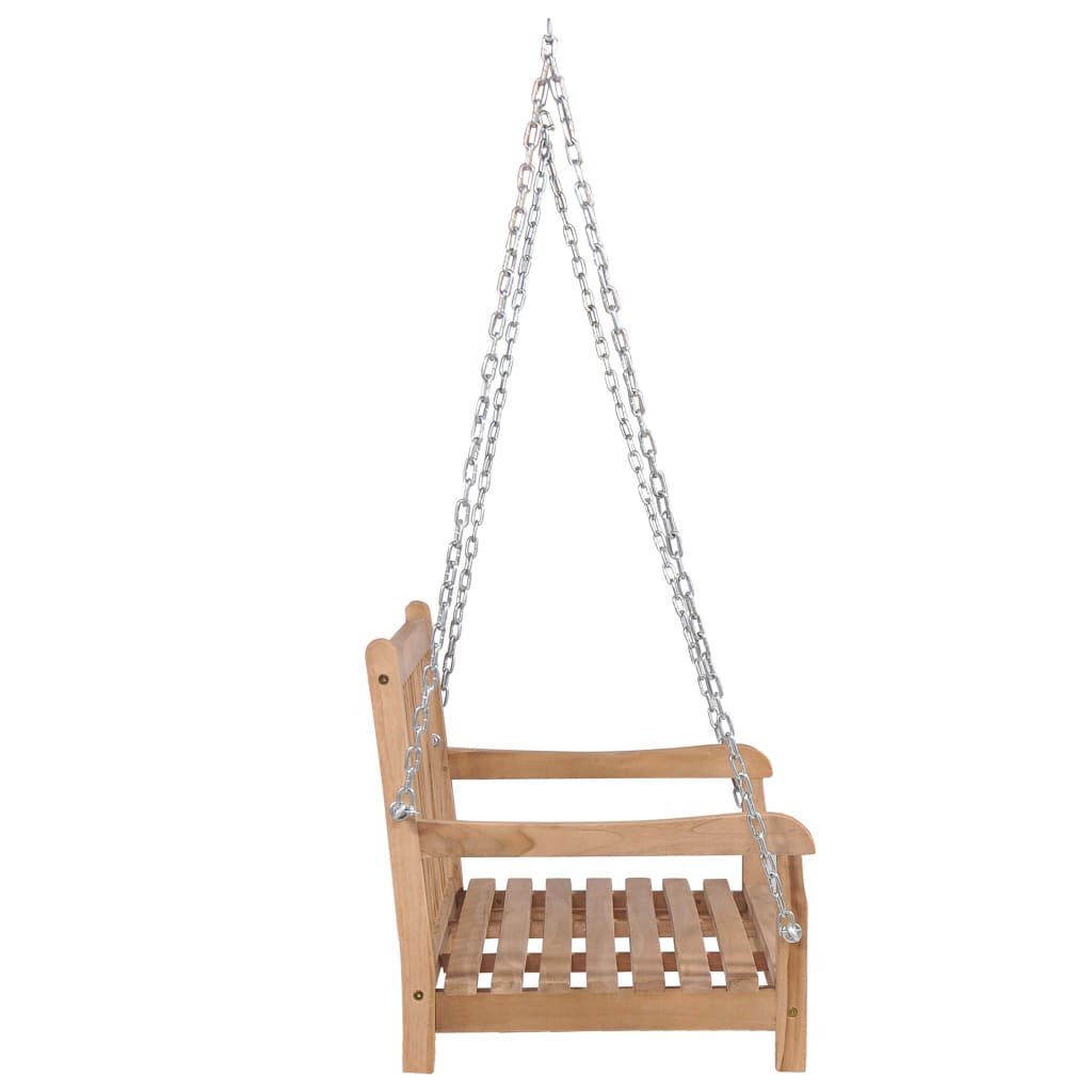 vidaXL Swing Bench with Beige Cushion 120 cm Solid Teak Wood