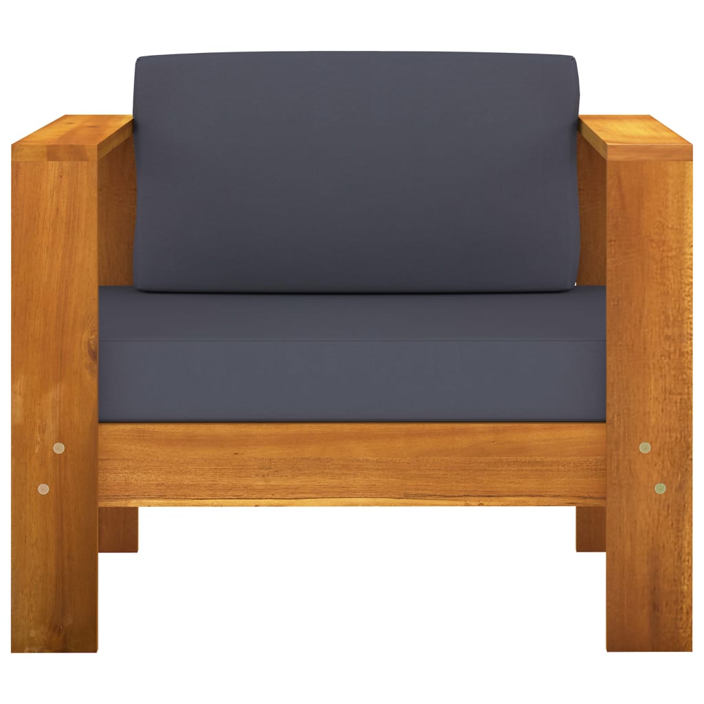 vidaXL Garden Sofa Chair with Cushion Dark Grey Solid Acacia Wood