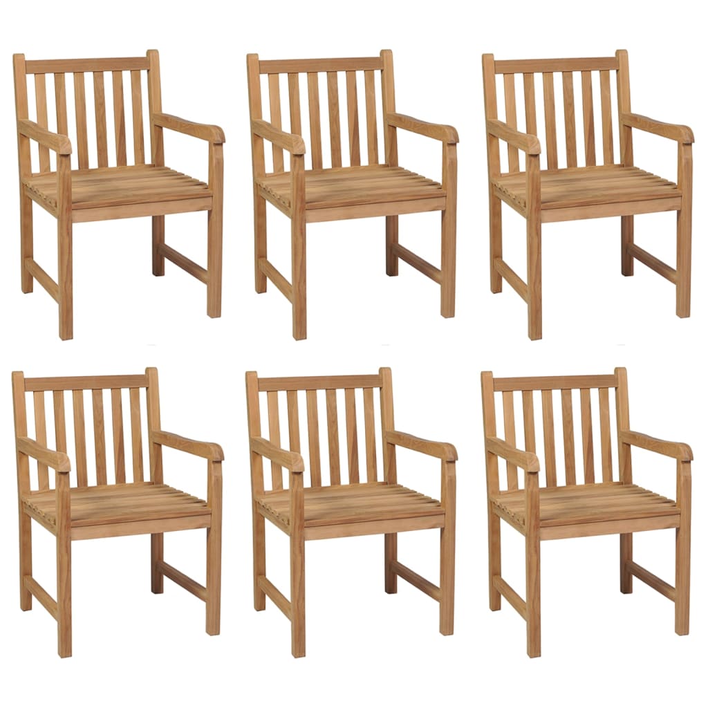 vidaXL Garden Chairs 6 pcs with Light Blue Cushions Solid Teak Wood