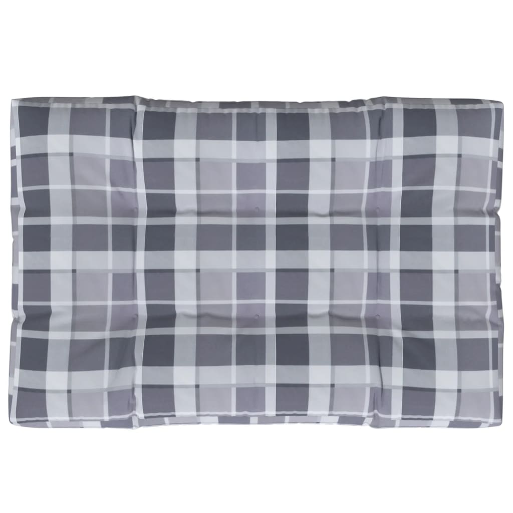 vidaXL Pallet Cushion Grey Check Pattern 120x80x12 cm Fabric