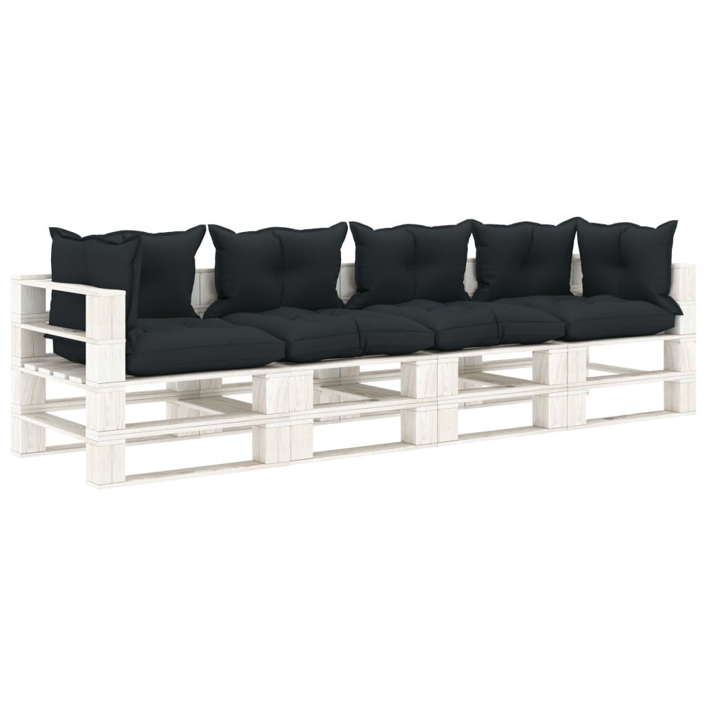 vidaXL Garden Pallet Sofa 4-Seater with Anthracite Cushions Wood