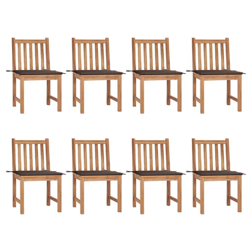 vidaXL Garden Chairs 8 pcs with Cushions Solid Teak Wood