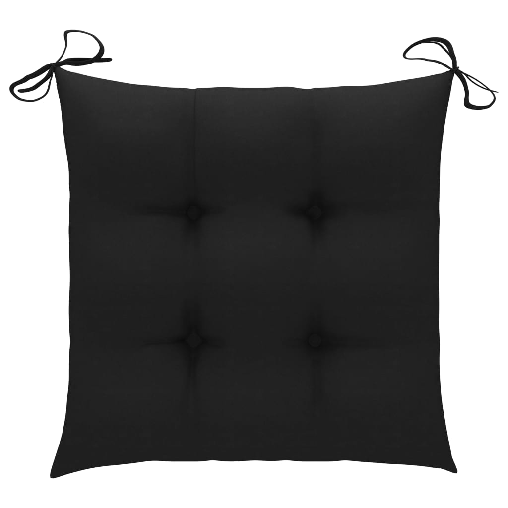 vidaXL Garden Chairs 4 pcs with Black Cushions Solid Teak Wood