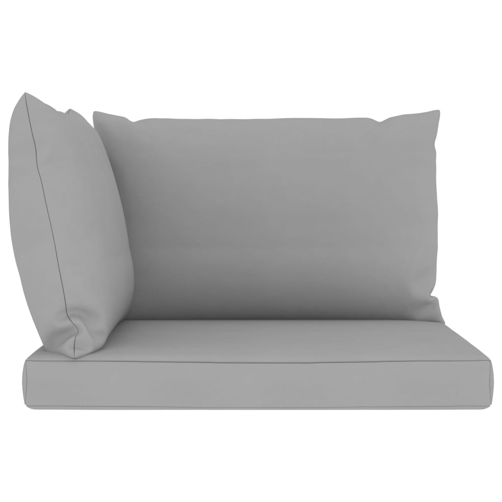 vidaXL Garden 2-Seater Pallet Sofa with Grey Cushions Pinewood