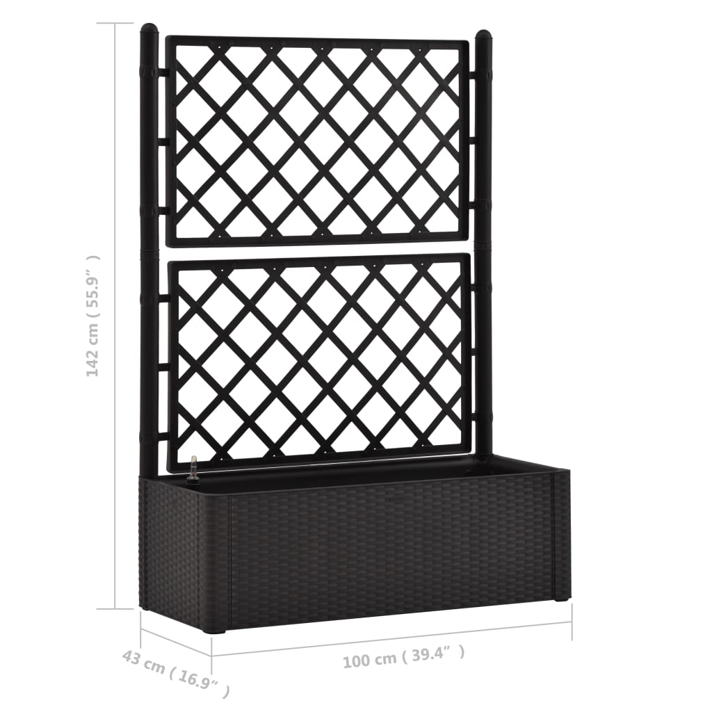 vidaXL Garden Raised Bed with Trellis and Self Watering System Anthracite