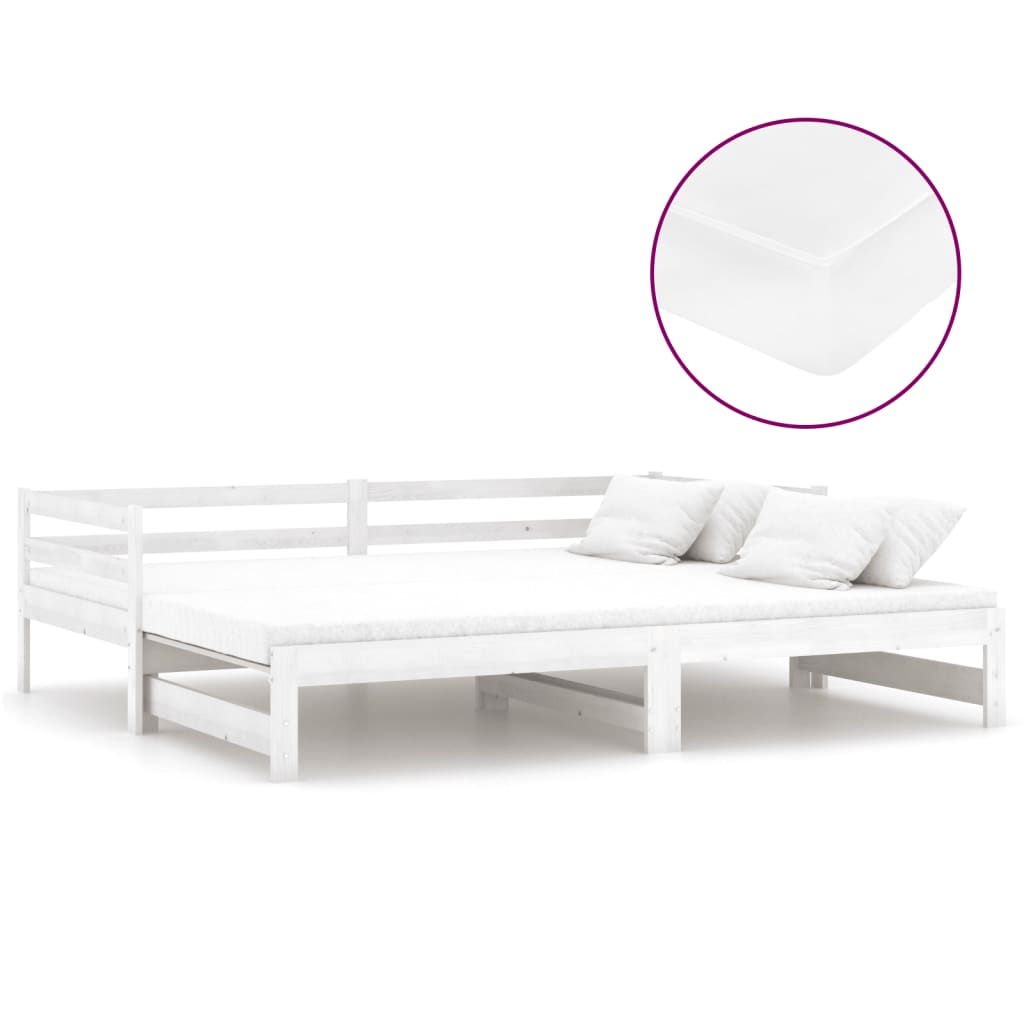 vidaXL Pull-out Day Bed 2x(90x200) cm White Solid Wood Pine