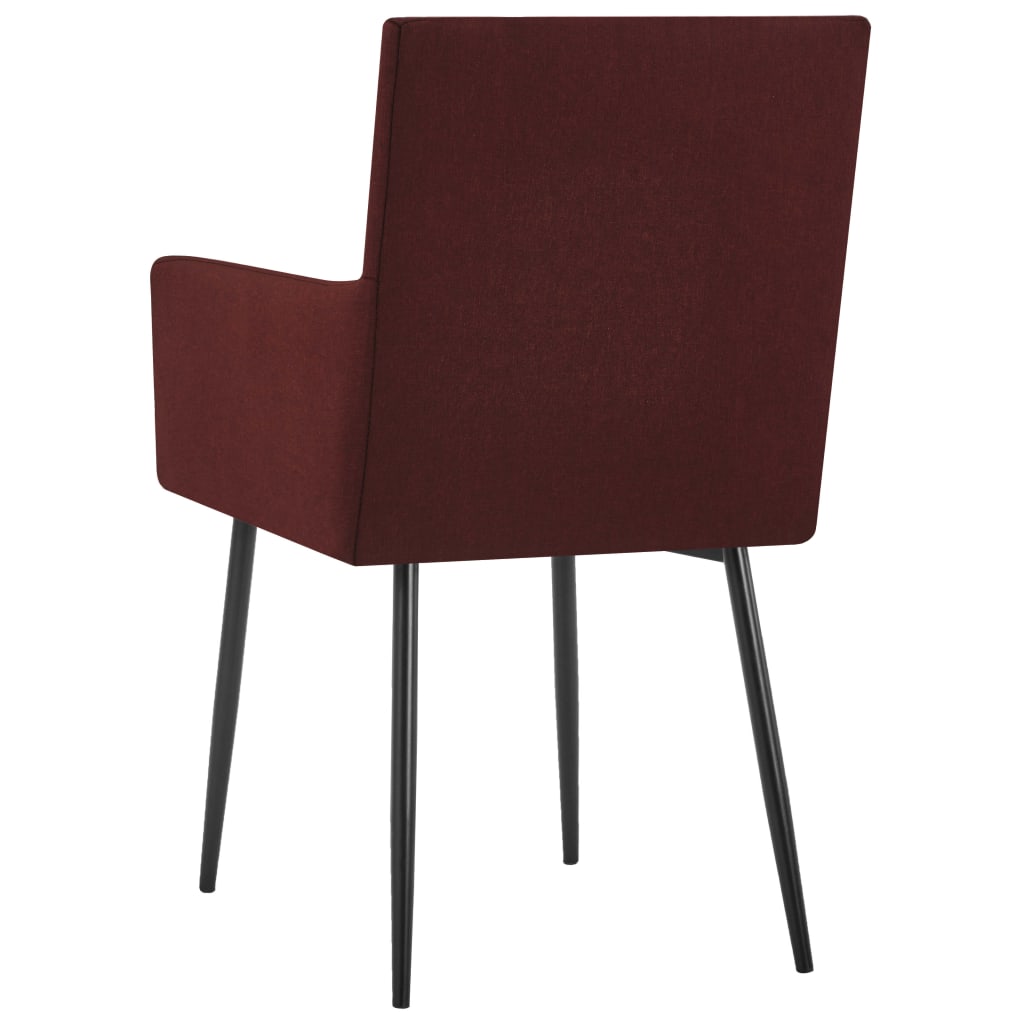 vidaXL Dining Chairs with Armrests 2 pcs Wine Red Fabric