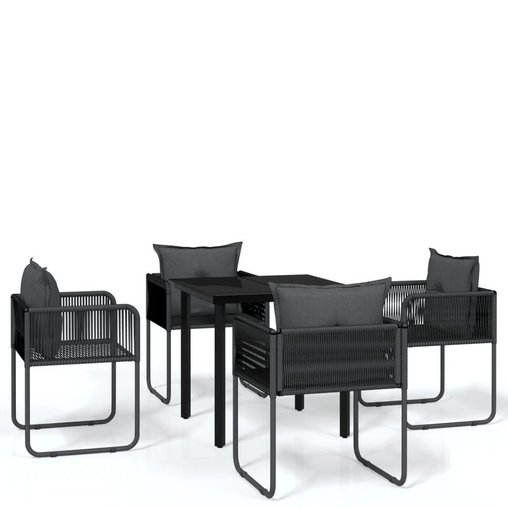 vidaXL 5 Piece Garden Dining Set Black