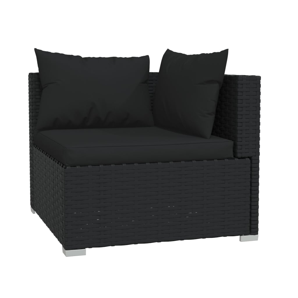 vidaXL 9 Piece Garden Lounge Set with Cushions Poly Rattan Black