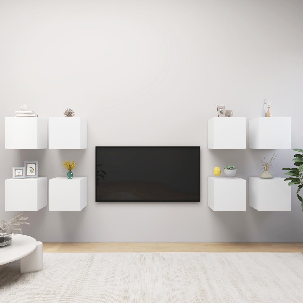 vidaXL Wall Mounted TV Cabinets 8 pcs White 30.5x30x30 cm