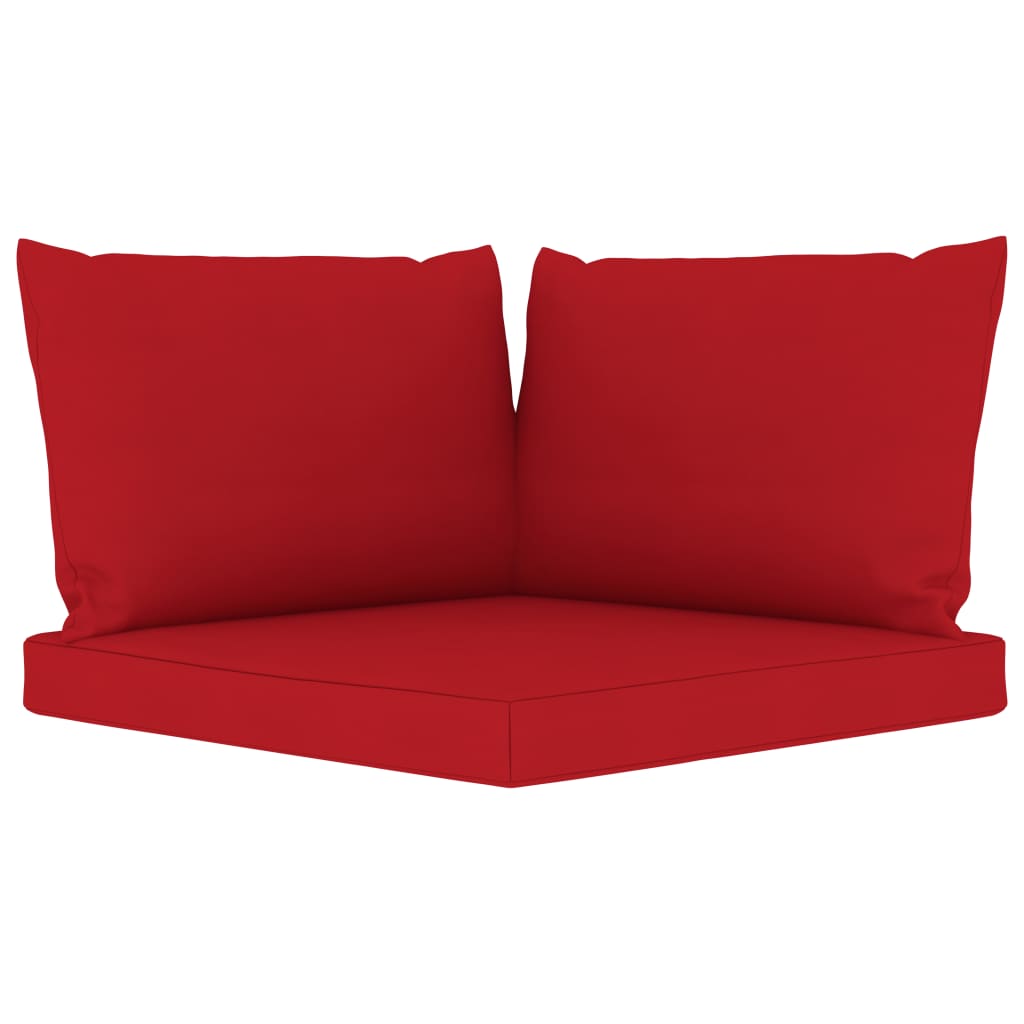 vidaXL Garden 3-Seater Pallet Sofa with Red Cushions Pinewood