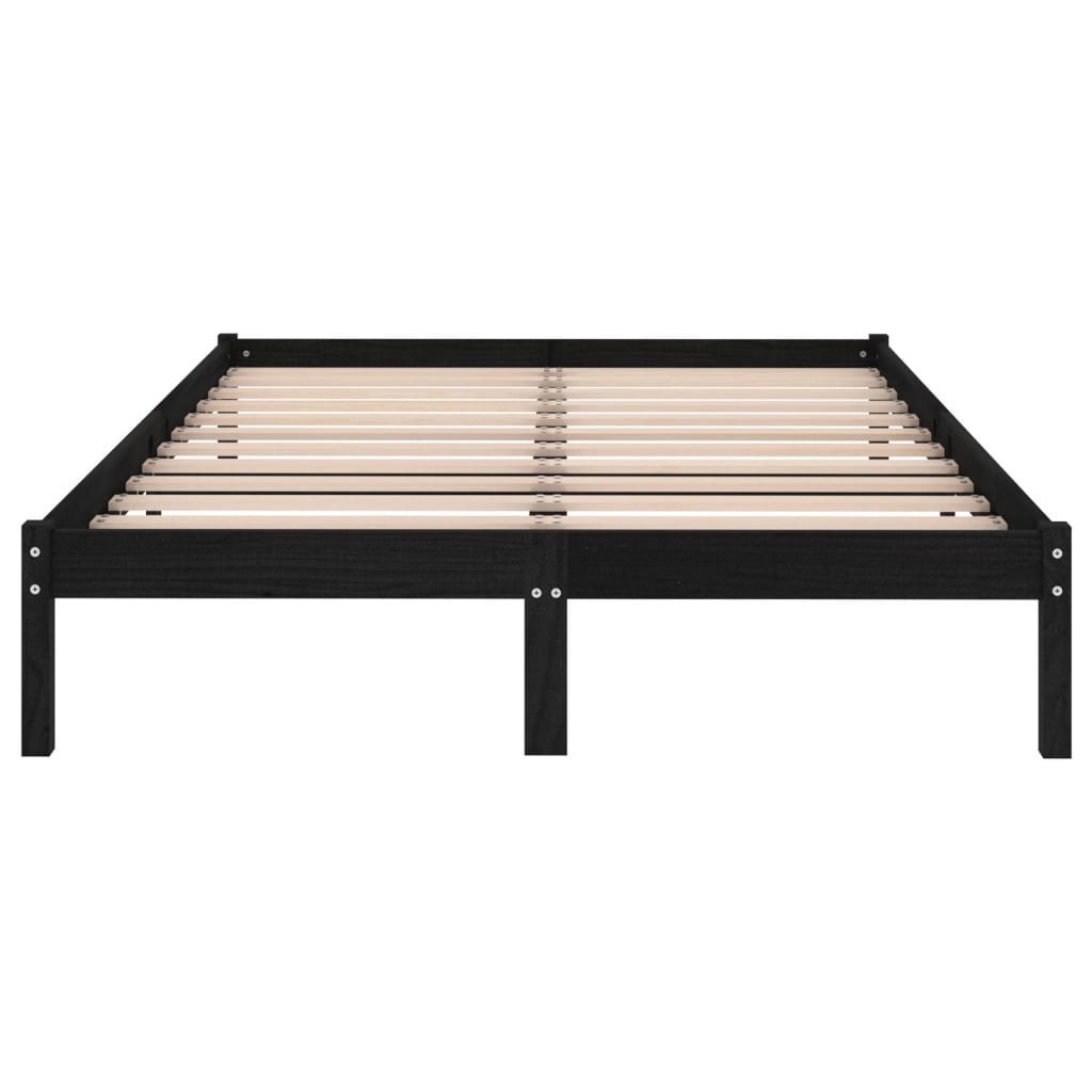 vidaXL Bed Frame without Mattress Black Solid Wood 160x200 cm