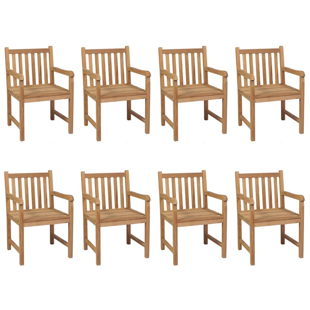 vidaXL Garden Chairs 8 pcs with Black Cushions Solid Teak Wood