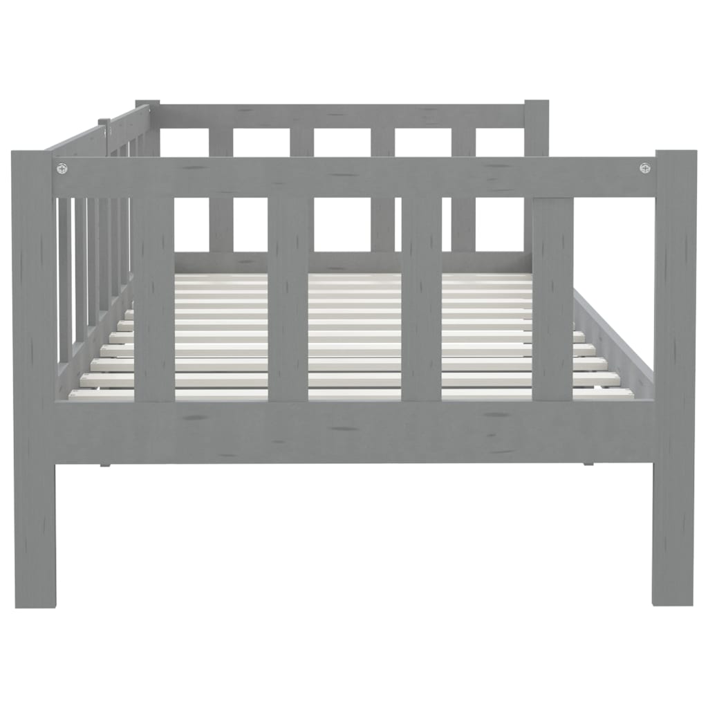 vidaXL Day Bed without Mattress Grey Solid Wood Pine 90x200 cm