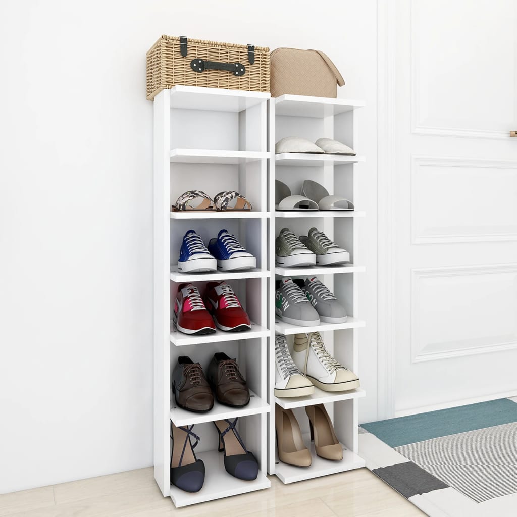 vidaXL Shoe Cabinets 2 pcs White 27.5x27x102 cm Engineered Wood