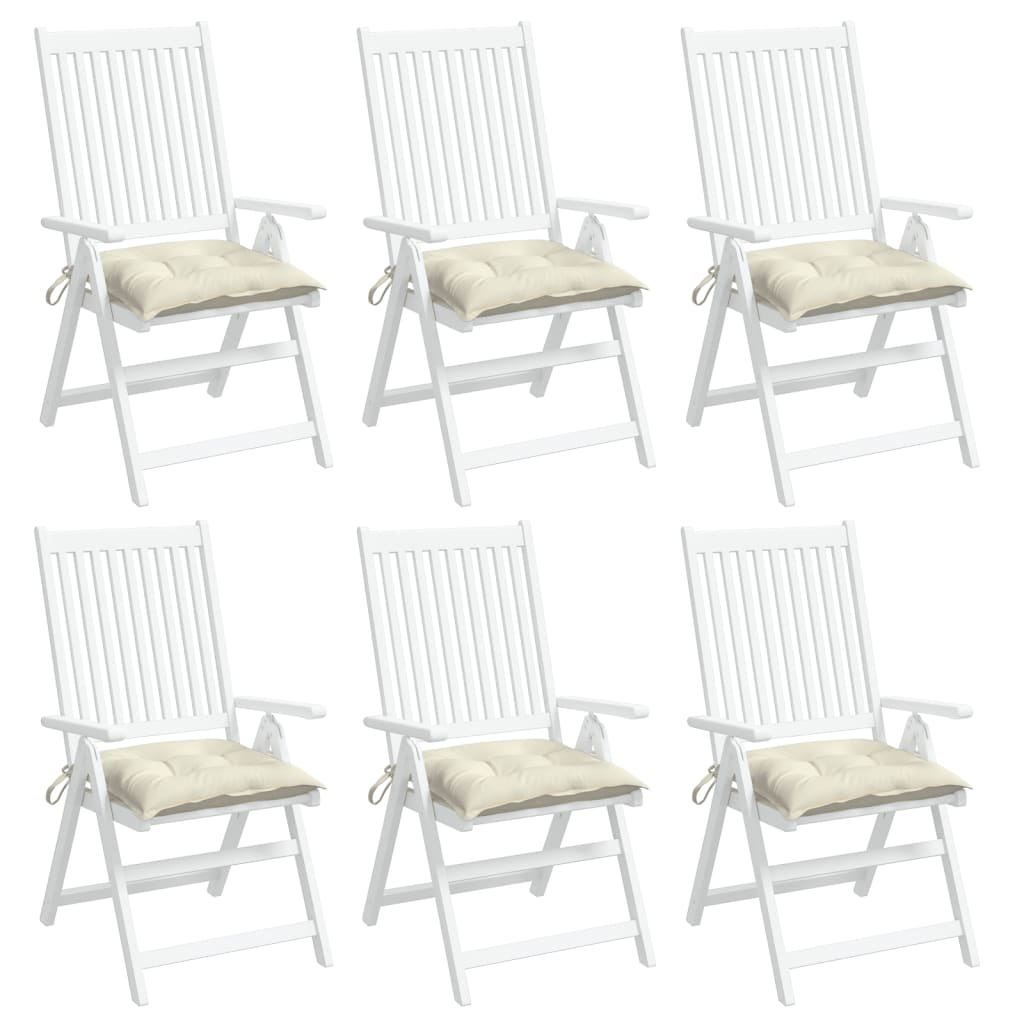 vidaXL Chair Cushions 6 pcs Cream White 50x50x7 cm Oxford Fabric