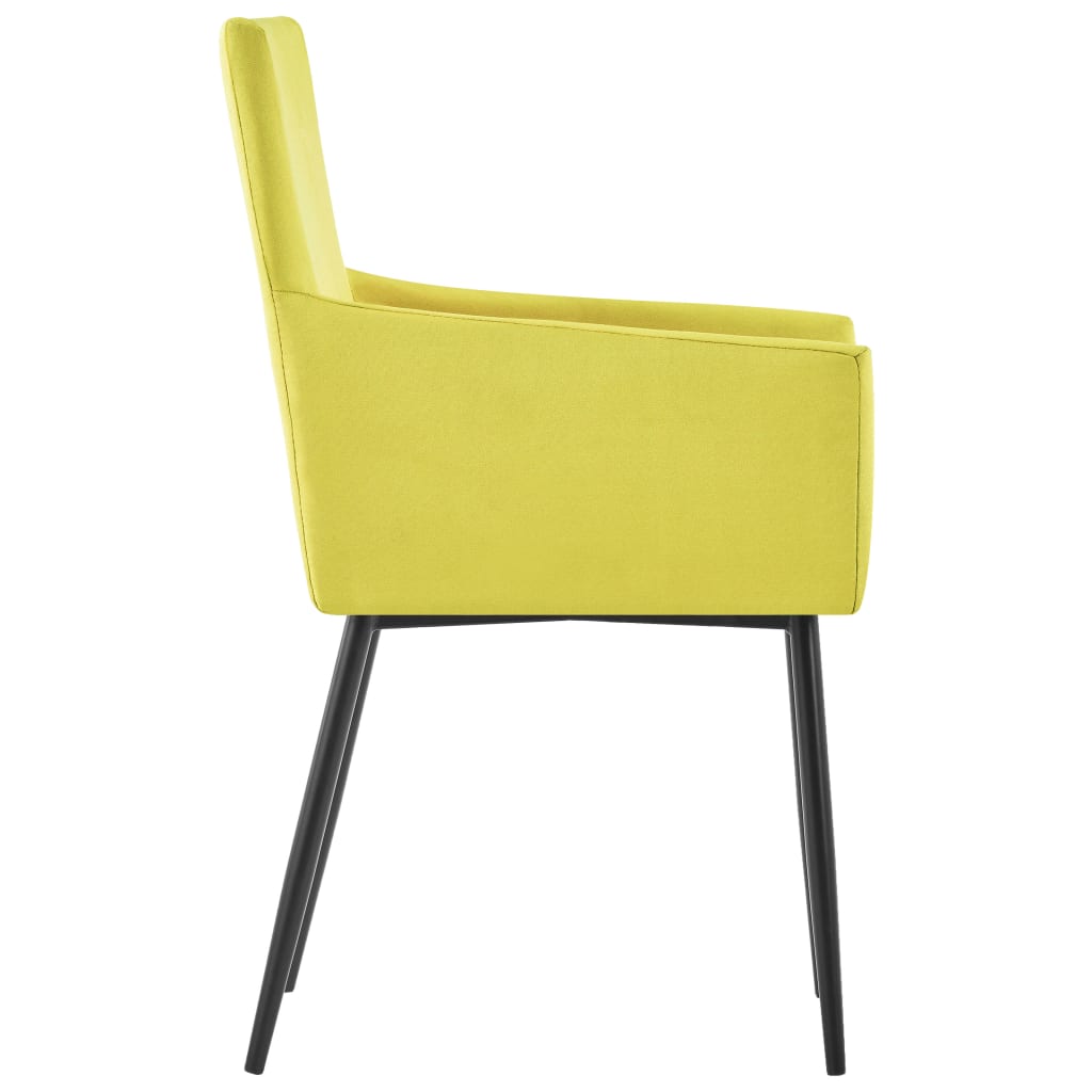 vidaXL Dining Chairs with Armrests 2 pcs Yellow Fabric