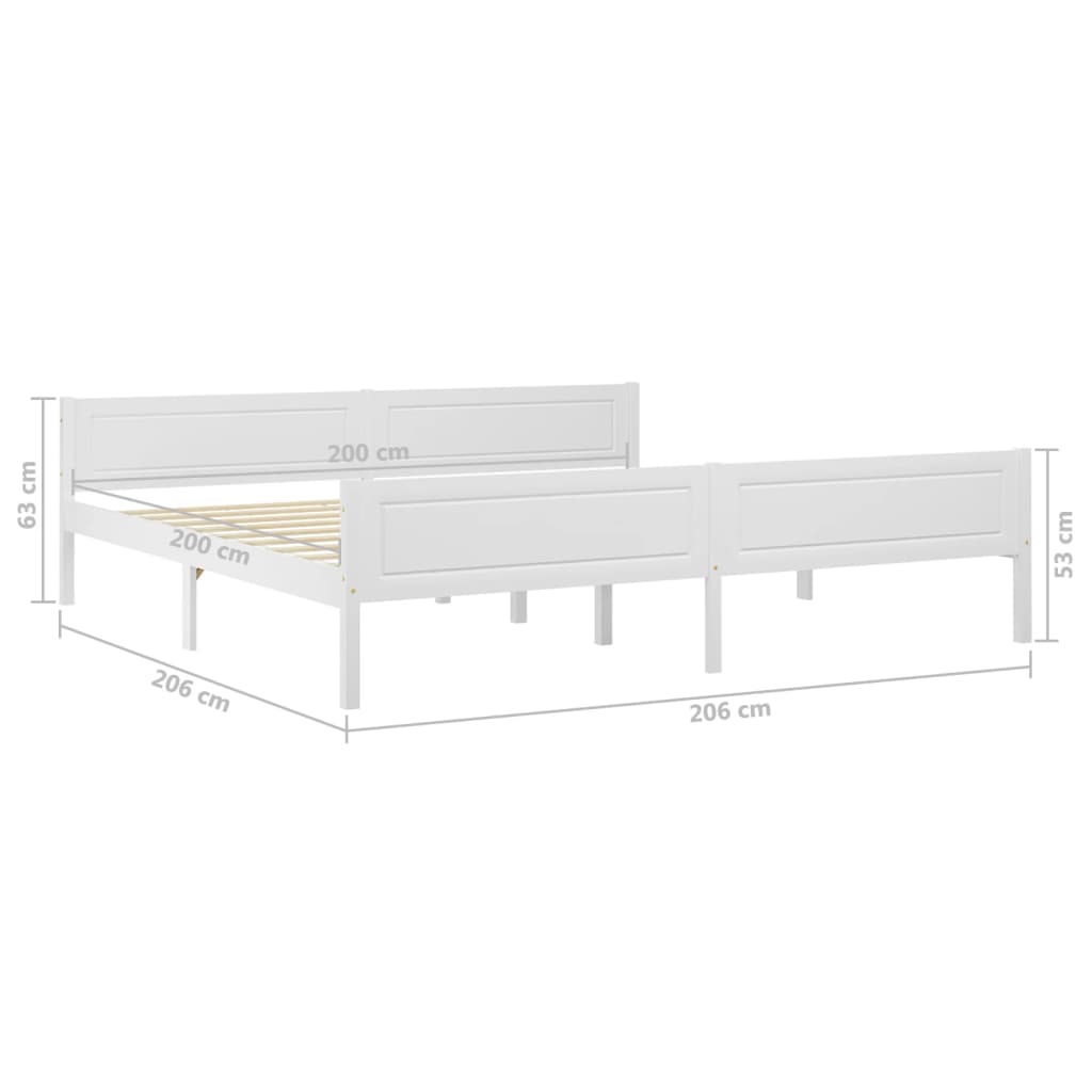 vidaXL Bed Frame without Mattress Solid Pinewood White 200x200 cm