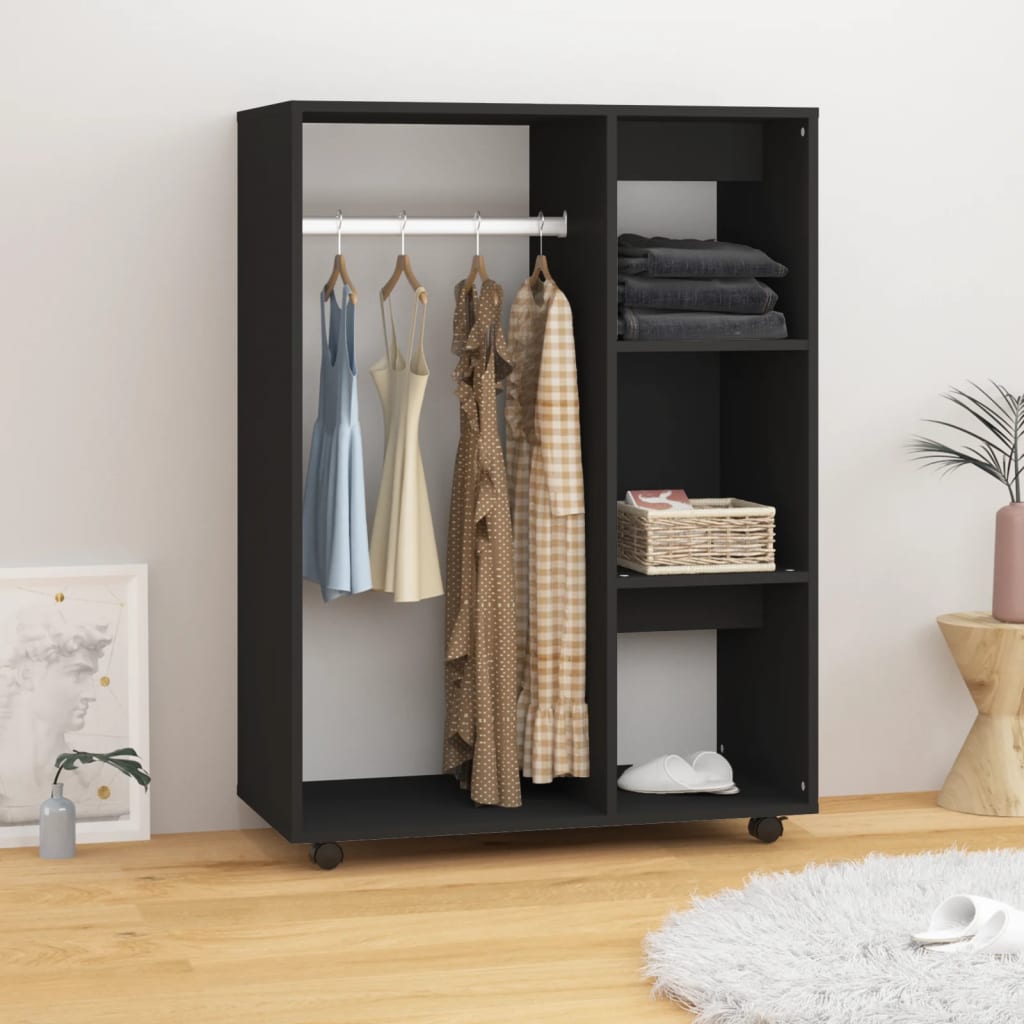 vidaXL Wardrobe Black 80x40x110 cm Engineered Wood