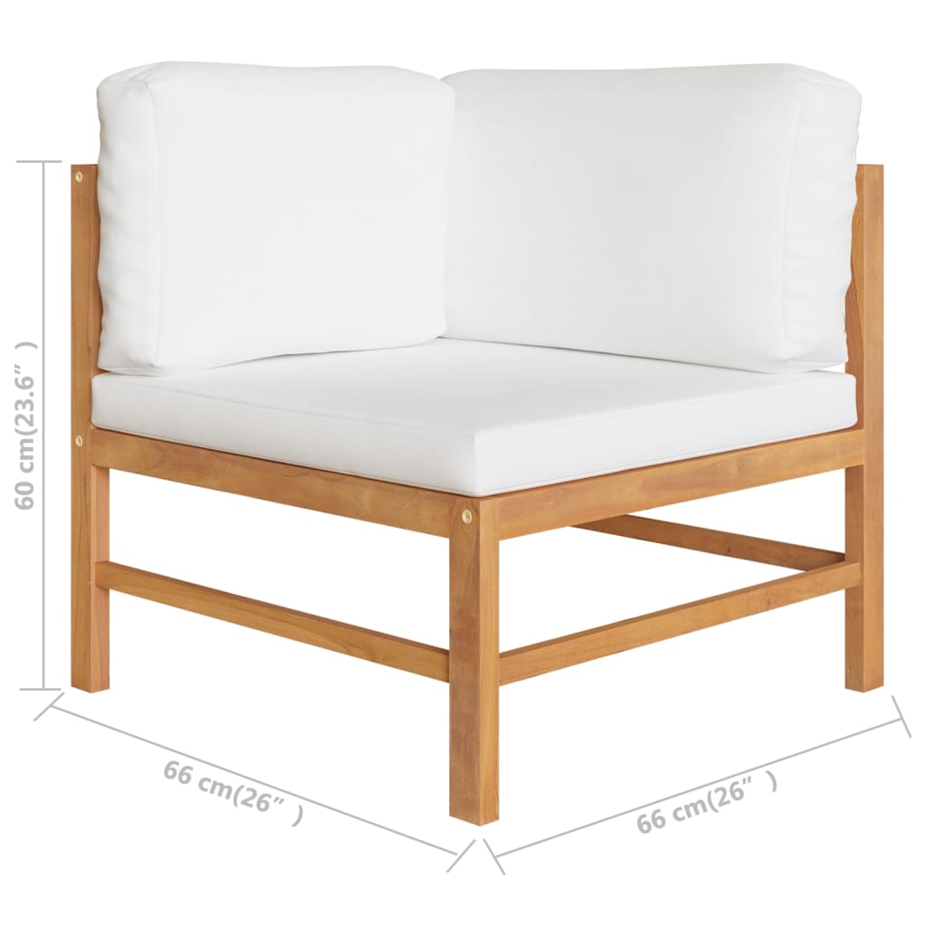 vidaXL 4-Seater Garden Sofa with Cream Cushions Solid Teak Wood
