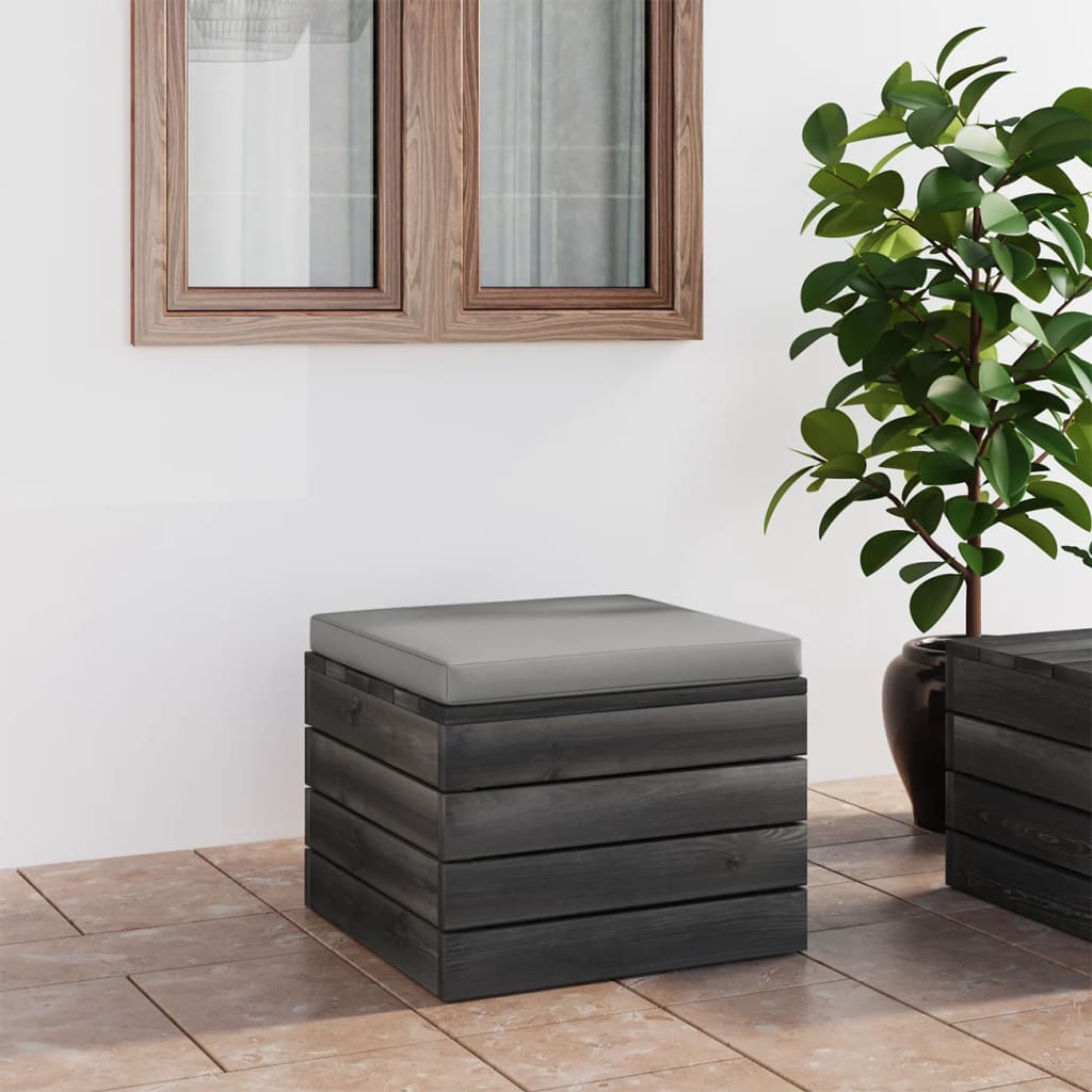 vidaXL Garden Pallet Ottoman with Cushion Pinewood