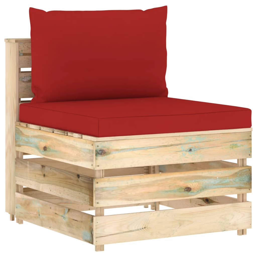 vidaXL 6 Piece Garden Lounge Set with Cushions Green Impregnated Wood
