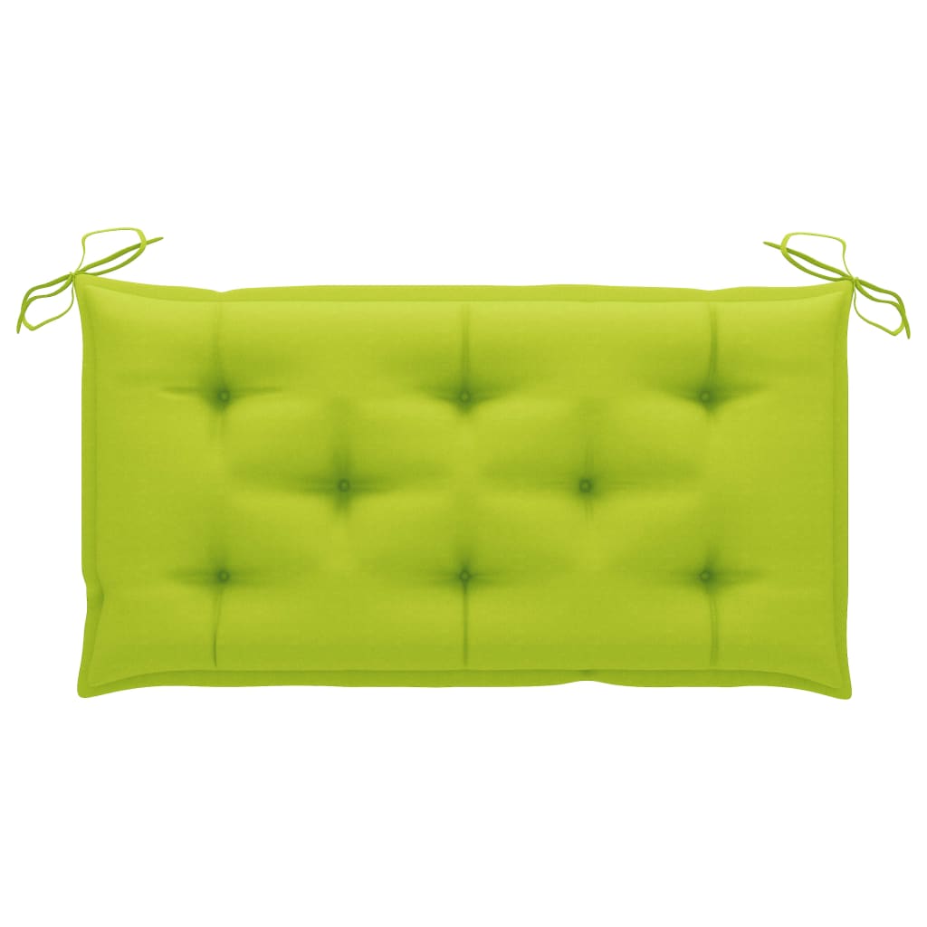 vidaXL Garden Bench with Bright Green Cushion 112 cm Solid Teak Wood