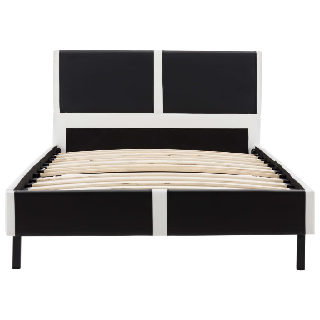 vidaXL Bed Frame Black and White Faux Leather 90x200 cm