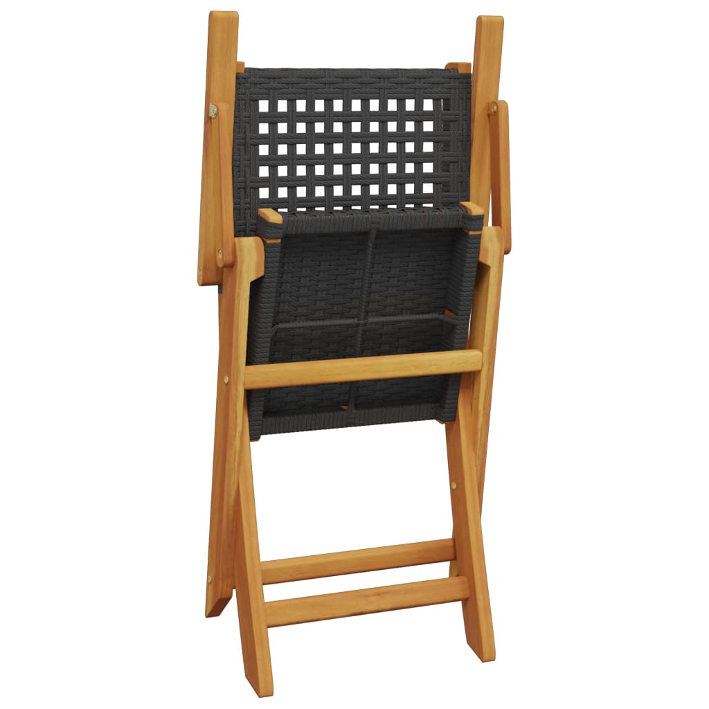 vidaXL Garden Chairs 2 pcs Black Solid Wood Acacia and Poly Rattan